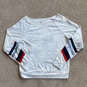 Peyton Jensen Striped Sleeve Sweatshirt